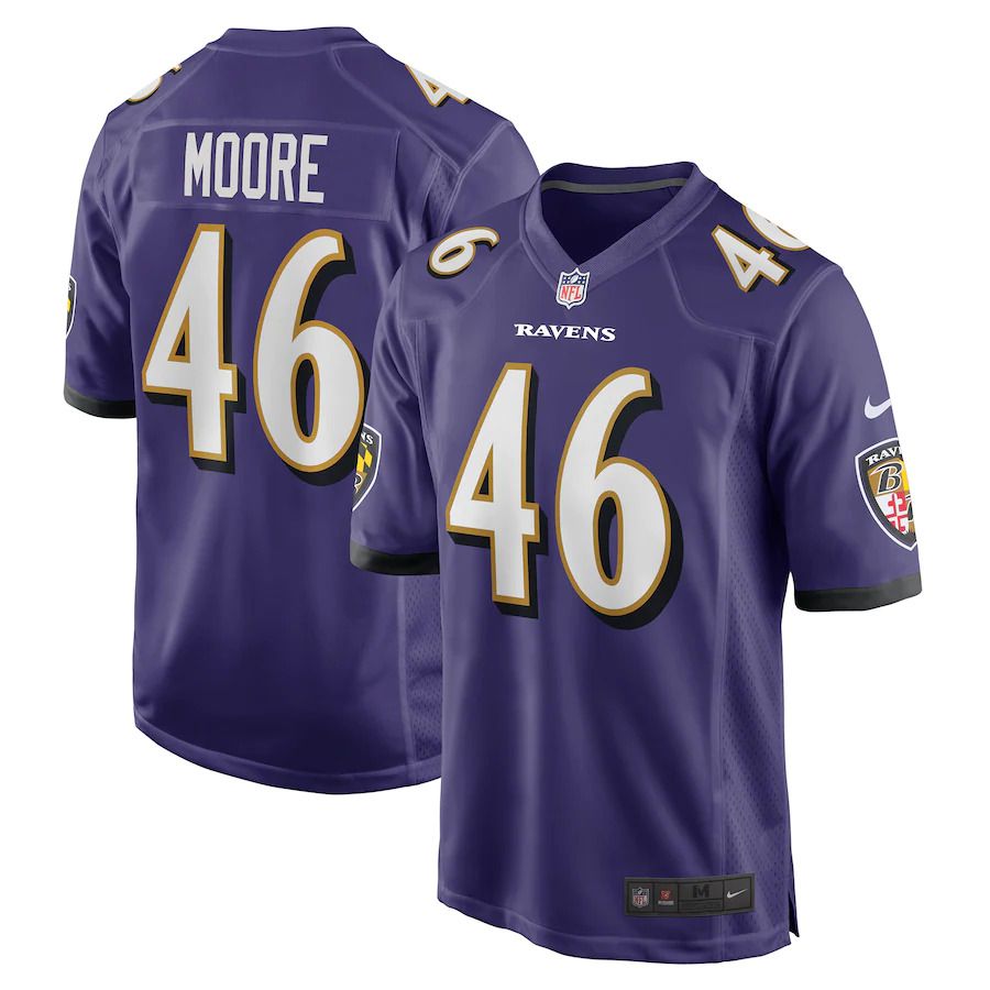 Men Baltimore Ravens 46 Nick Moore Nike Purple Game NFL Jersey